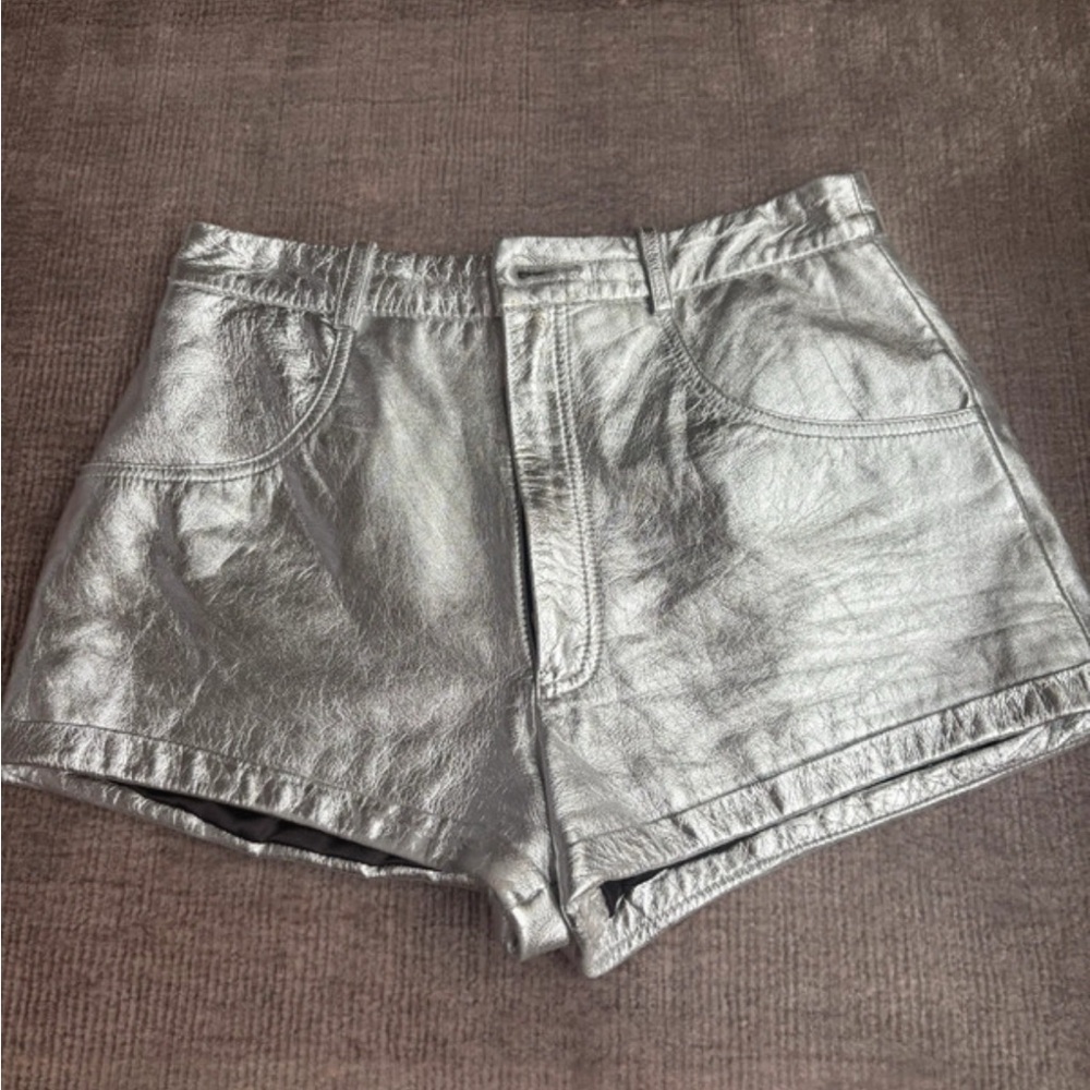 LPA Metallic Silver High Waist Shorts